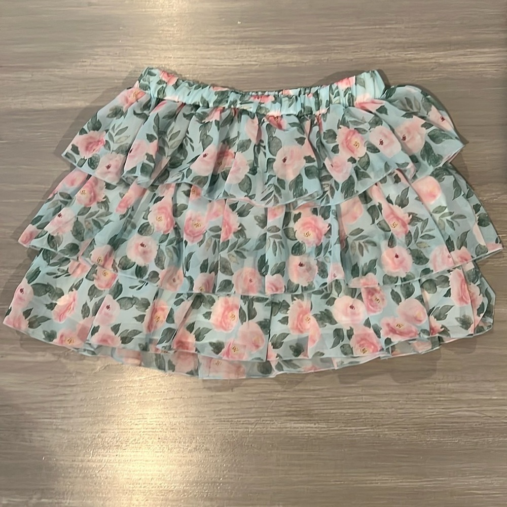 Flowers by Zoe Blue Tiered Floral Skirt